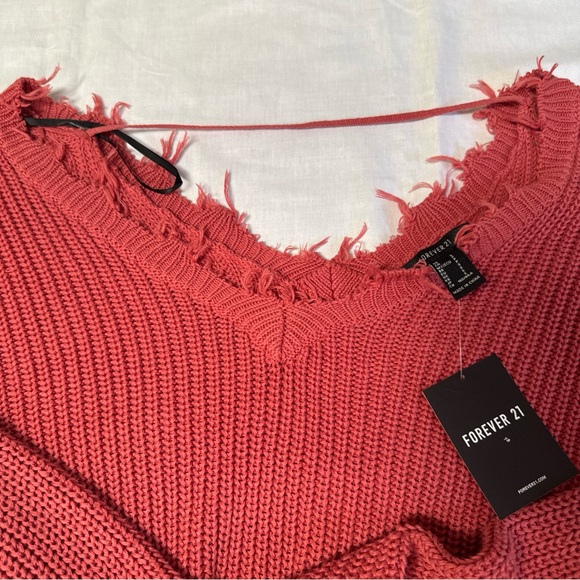 Forever 21 Women's Coral V-Neck Sweater - Picture 5 of 8
